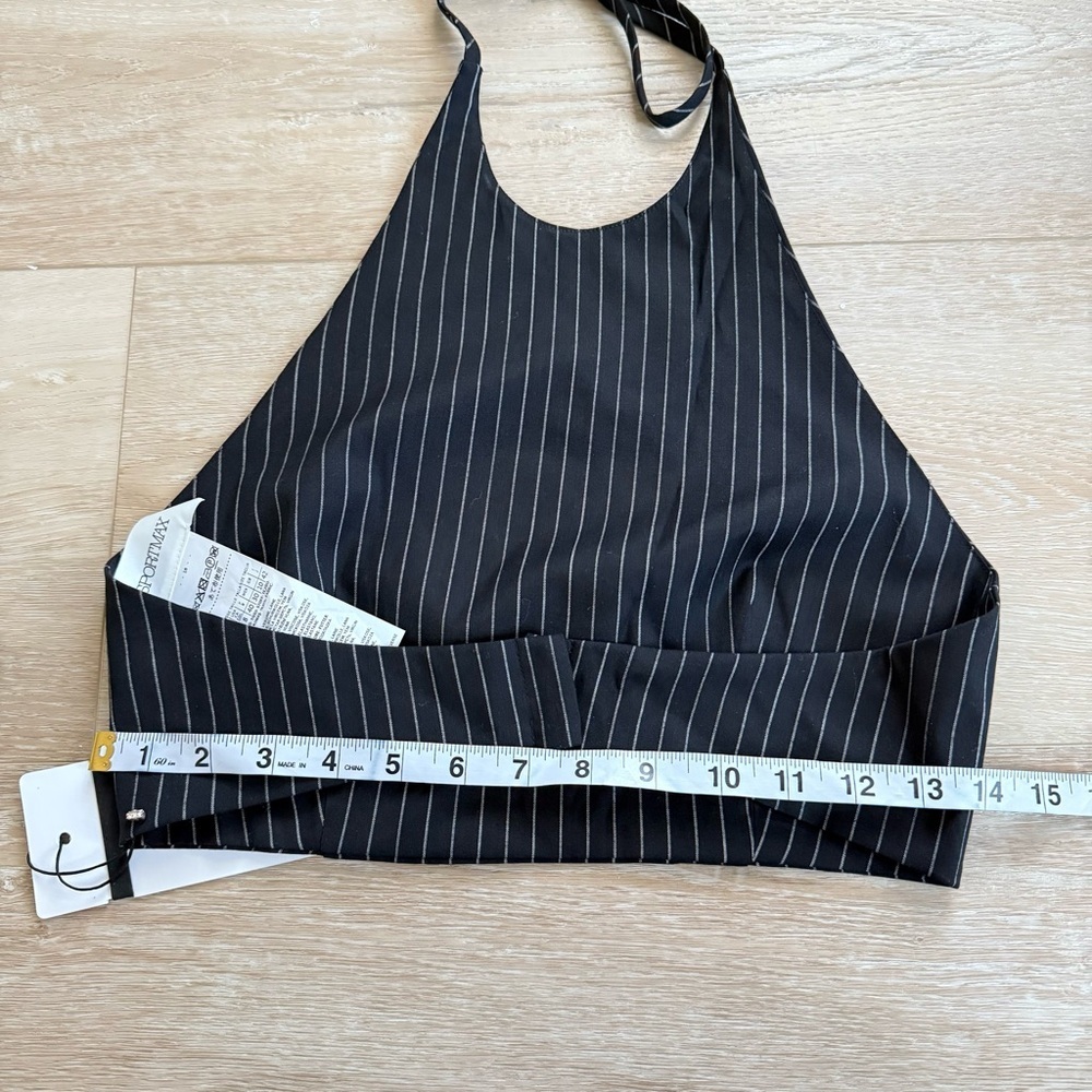 NWT Sportmax Judy halter top black pinstriped size 8 - Picture 4 of 6